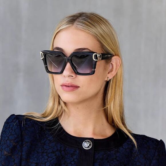 New! Valentino Black and Gold Women\'s Sunglasses, V UNO VLS 107A, Authentic main image 4